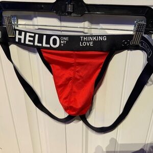 Hello Red and Black Jockstrap